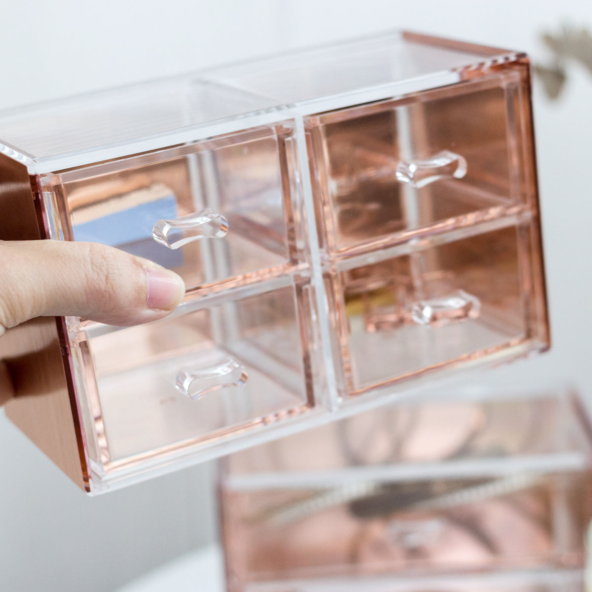 Moosy Life Moonlight Rose Gold Desk Drawers Organizers, 4 Layers