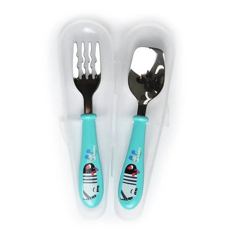 Cuitisan Stainless Steel Infant Kid Smart Spoon and Fork Set with Case