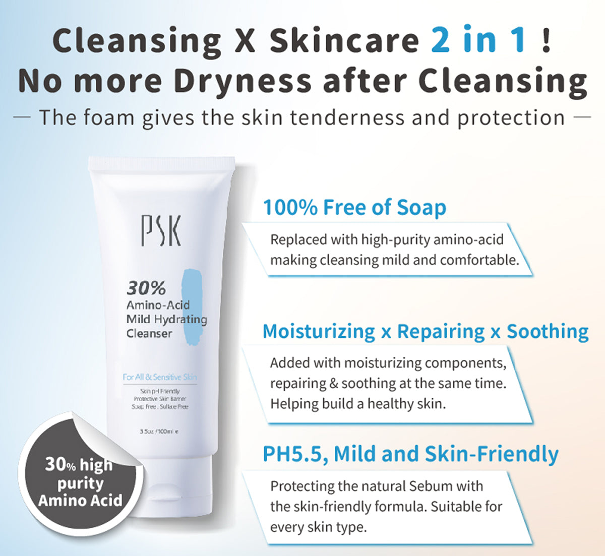 PSK 30% Amino-Acid Mild Cleansing Hydrating Cleanser