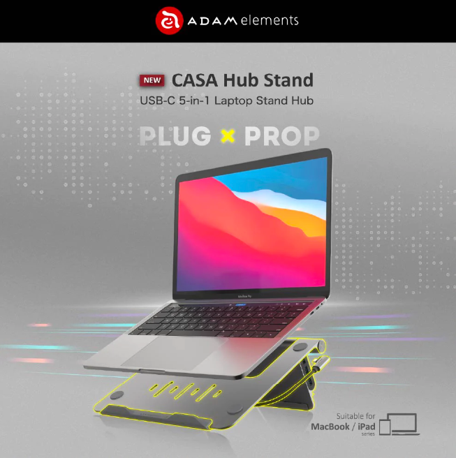 ADAM elements - CASA Hub Stand USB-C 5-in-1 Laptop Stand Hub