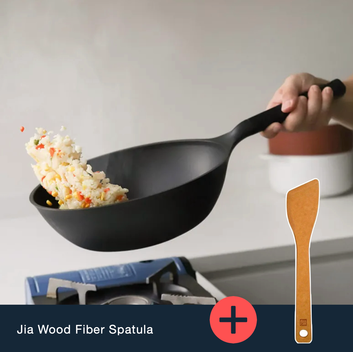 JIA - Companion Non-stick Wok(28cm) with Lid & Wood Fibre Spatula (Limited Time Only)