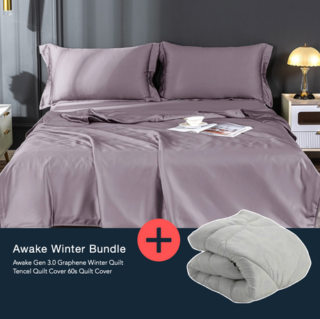 Awake Gen 3.0 Graphene Winter Quilt (Light Grey) & Tencel Quilt Cover 60s Bundle