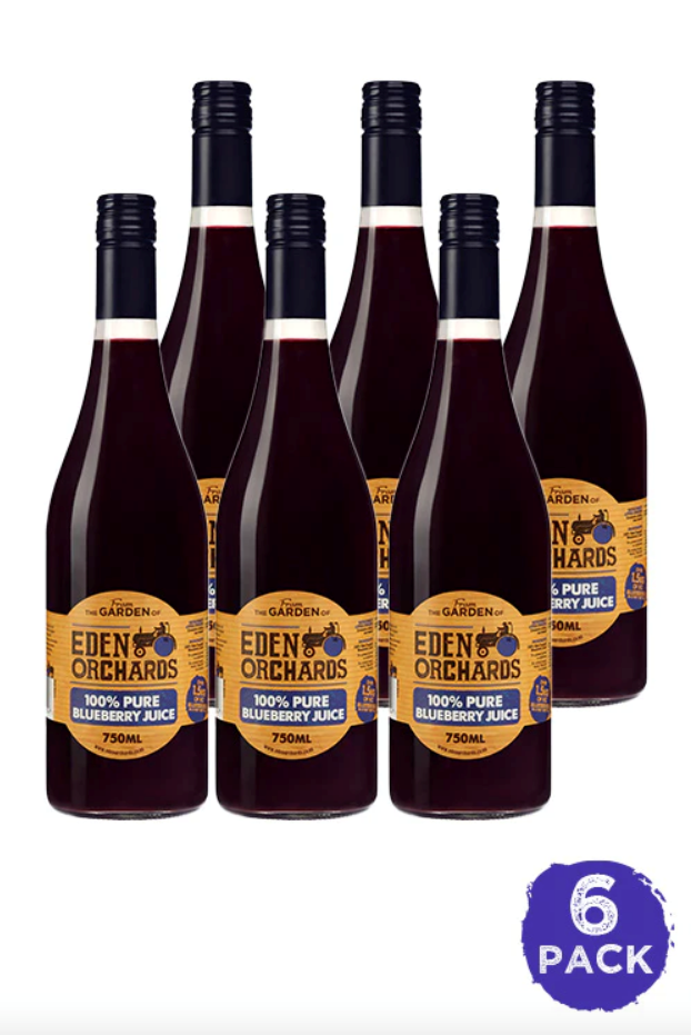 Eden Orchards Pure Blueberry Juice 750ml x 6 Pack