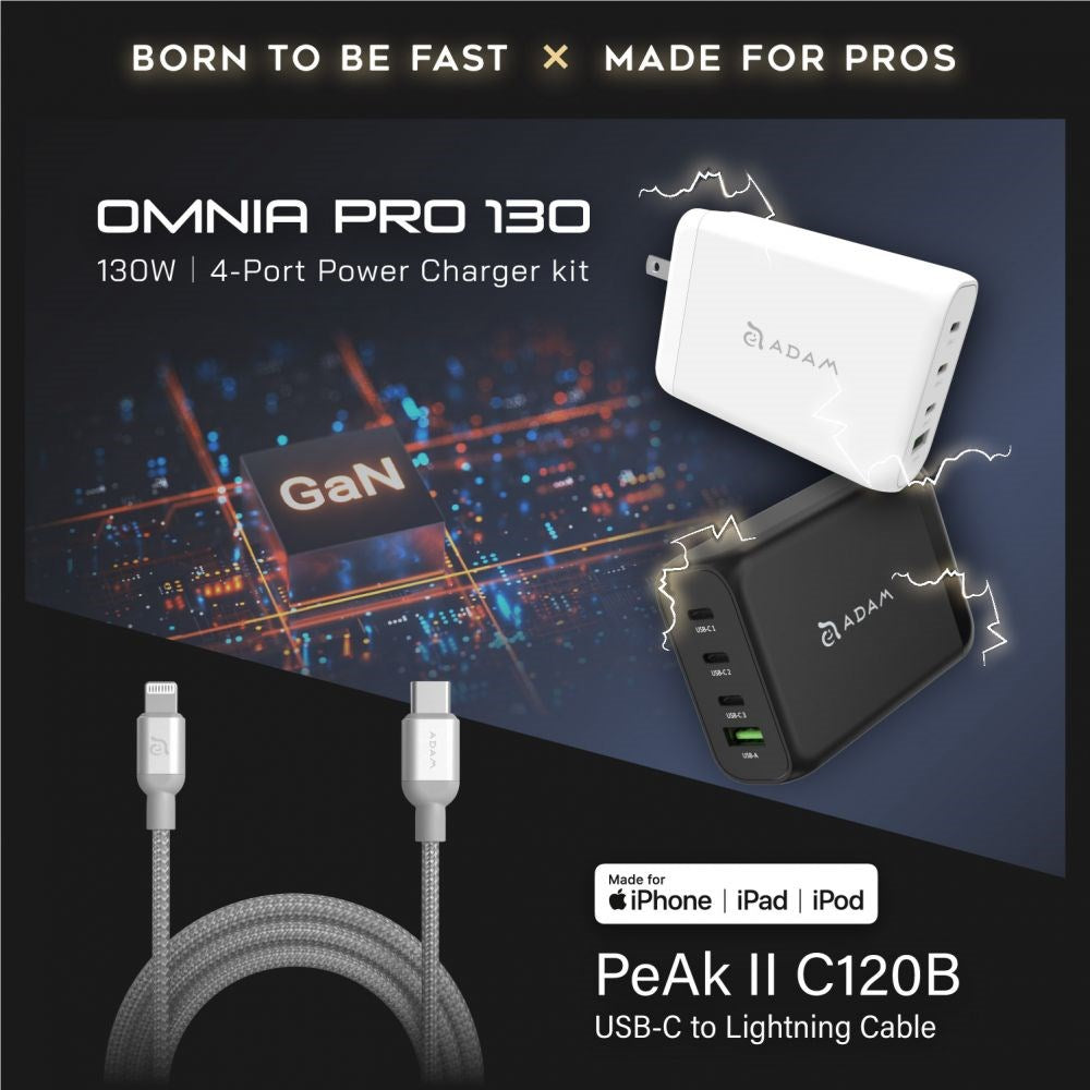 Adam Elements - OMNIA Pro 130 4 端口电源充电器带旅行套件