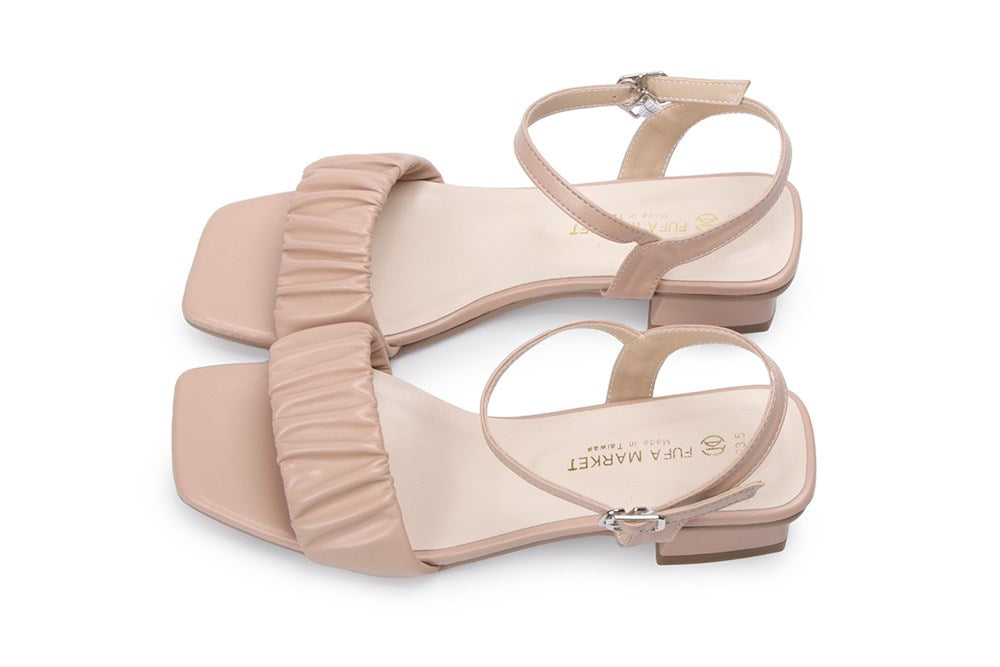 Fufa Elegant Low-Heel Sandals - Beige Shoes