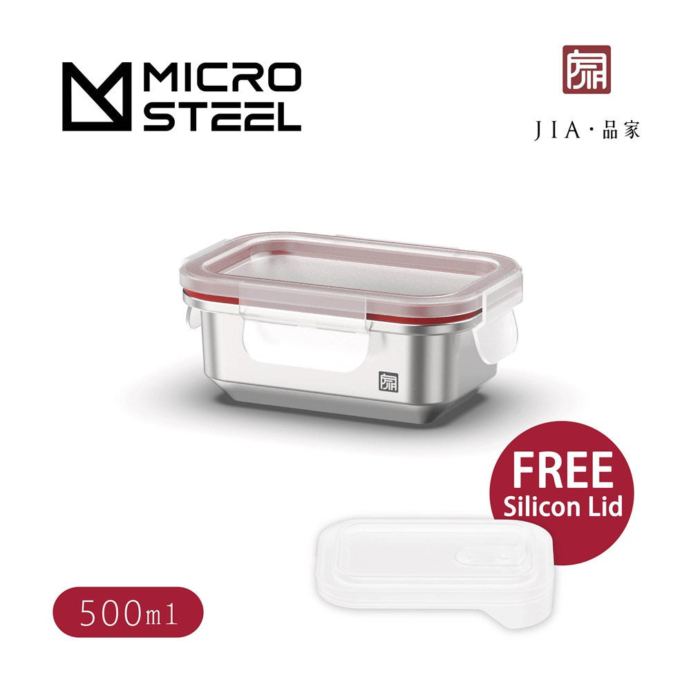 JIA - Microwave Safe Stainless Steel Food Container with FREE Silicon Lids