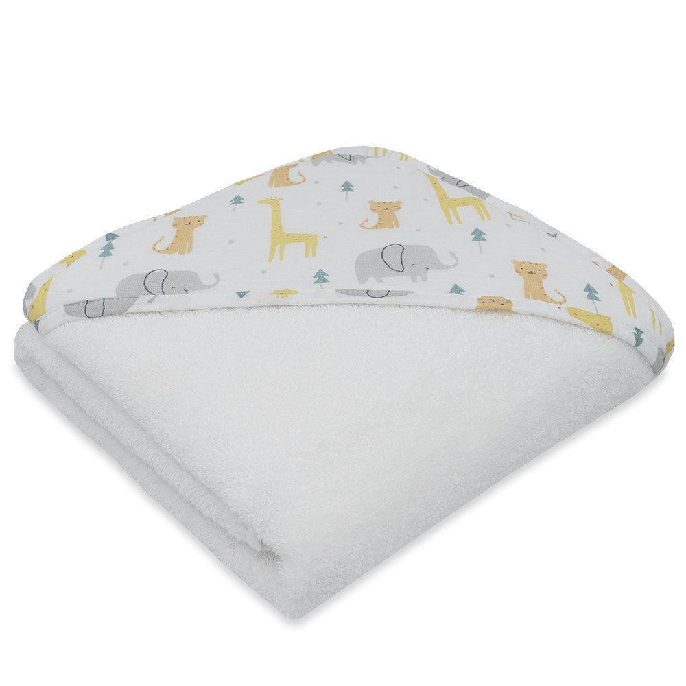 Living Textiles - Muslin hooded towel - Animal Parade