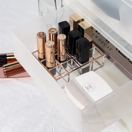 Moosy Life Moonlight Rose Gold Lipstick Organizer, 12 Slots