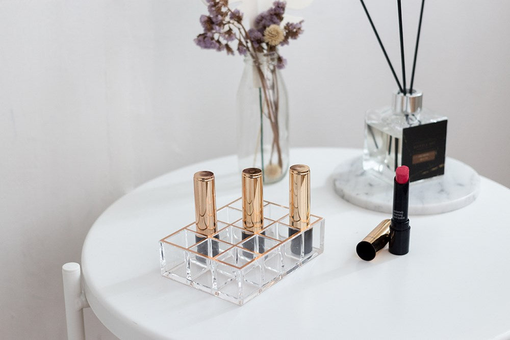 Moosy Life Moonlight Rose Gold Lipstick Organizer, 12 Slots