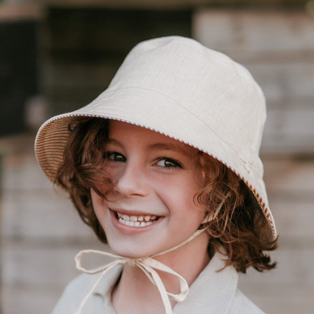 Bedhead Explorer' Kids Reversible Classic Bucket Hat - Frankie / Flax