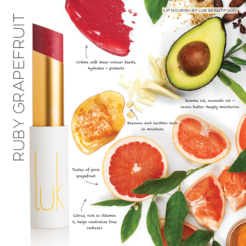 Lük beautifood Lip Nourish Ruby Grapefruit Natural Lipstick