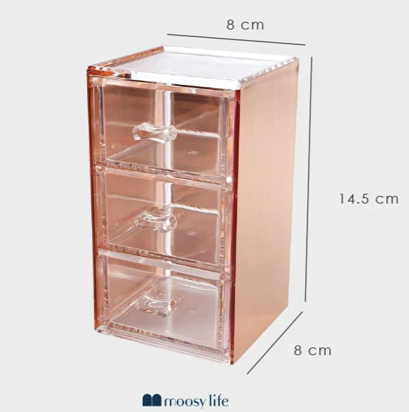 Moosy Life Moonlight Rose Gold Desk Drawers Organizers, 3 Layers