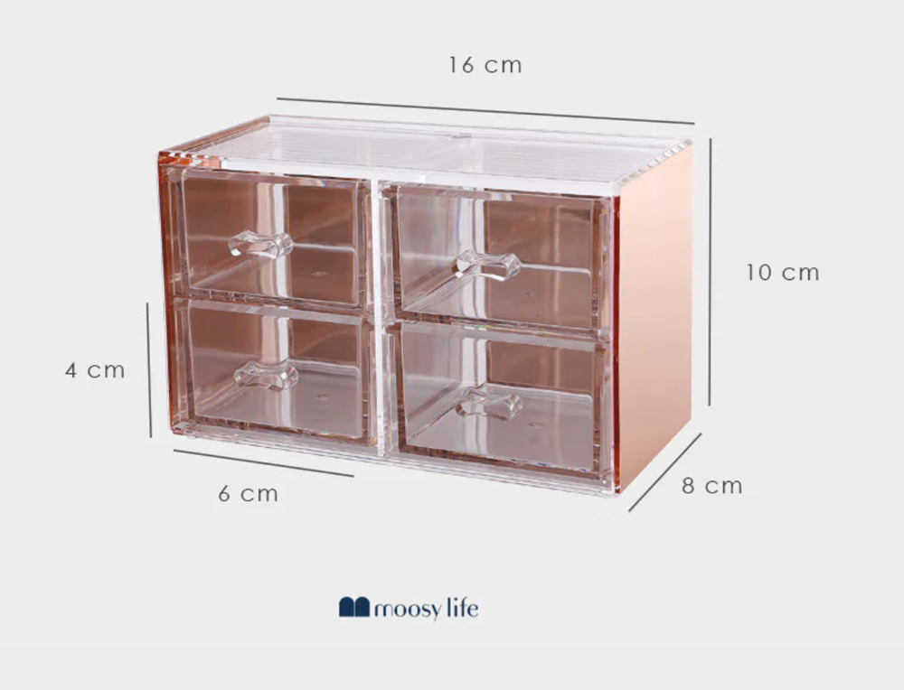 Moosy Life Moonlight Rose Gold Desk Drawers Organizers, 4 Layers