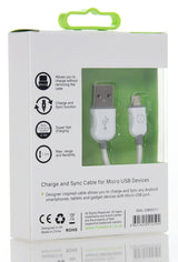 TechCenter - MICRO USB CABLE WHITE/GREY 1.2M