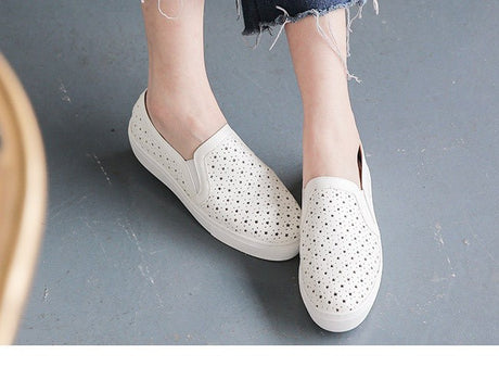 Fufa Breathable Comfortable Star Perforated Slip-On Shoes - White